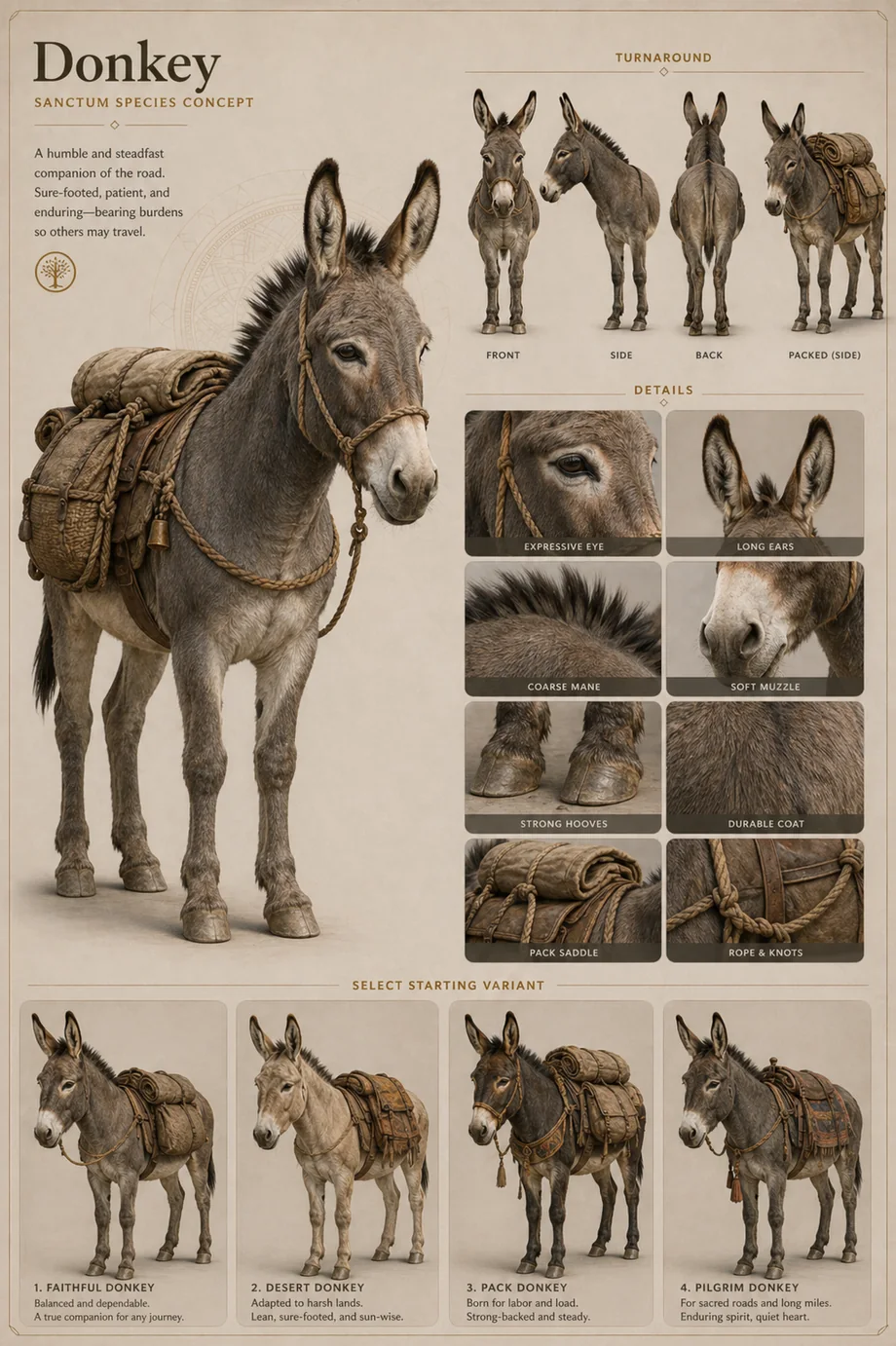 Sanctum Donkey public animal concept sheet