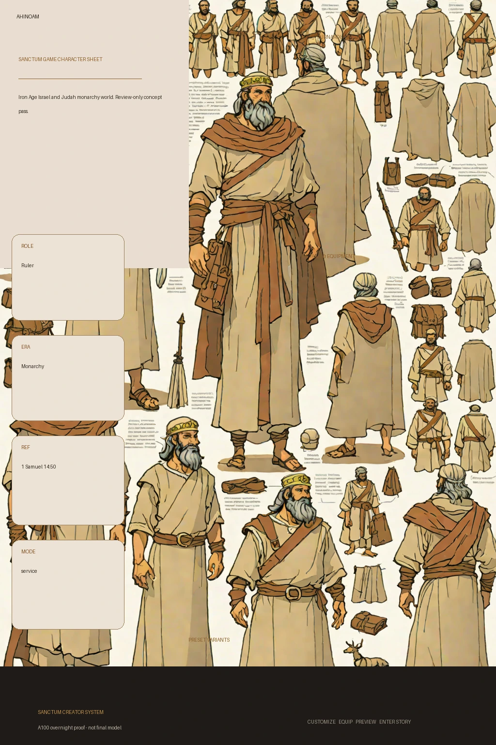 Ahinoam first-pass Sanctum wiki preview sheet